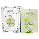HOMELLAX Jasmine Scented Sachet Bags - 12 Pack Closet Freshener Odor Eliminator, Long Lasting Home Fragrance for Drawers, Wardrobes & Cars, House Smell Good Products, Air Freshener for Closet