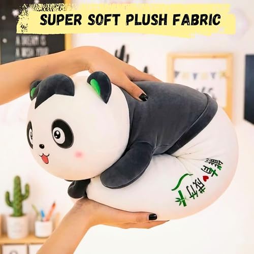 Image of Tickles Panda Soft Stuffed Plush Animal Bolster Pillow Cushion for Sofa Boys & Girls Birthday Gift (Size: 60 cm Color: Black & White)