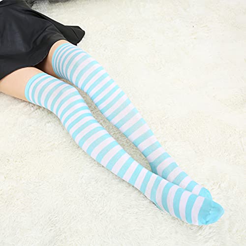 Image of DRESHOW Extra Long High Thigh Socks Striped Over Knee Thin Tights Long Stocking