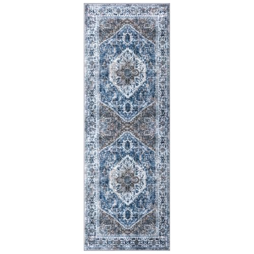 KOZYFLY Runners for Hallways 3x8 Ft Washable Kitchen Runner Rug Boho Runner Rug for Entryway Indoor Blue Printed Oriental Faux Wool Floor Carpet Runner for Bedroom Kitchen Hall by KOZYFLY - Used condition - Image 8