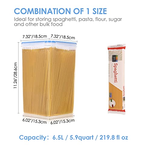Vtopmart Extra Large Tall Airtight Food Storage Containers 4 Pieces 5.9Qt / 6.5L-Plastic Pba Free Kitchen Pantry Storage Containers For Spaghetti, Flour And Baking Supplies - Include 24 Labels, Blue #TOP1