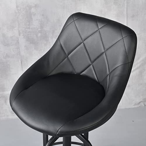 Fubiruo Industrial Pu Round Bar Stool With Back Rest Metal Counter Height Adjustable Swivel Pub Chair Home Kitchen Bar Stools With Footrest 22.45-27.2 Inch Silver #TOP4