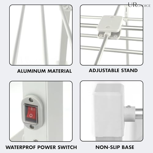 UR CHOICE 3-Tier Electric Heated Clothes Airer, 24-Bar Aluminium 12.5M Electric Drying Rack, Foldable Energy Efficient Indoor Clothes Horse Rack for Towels & Bedding - Image 3