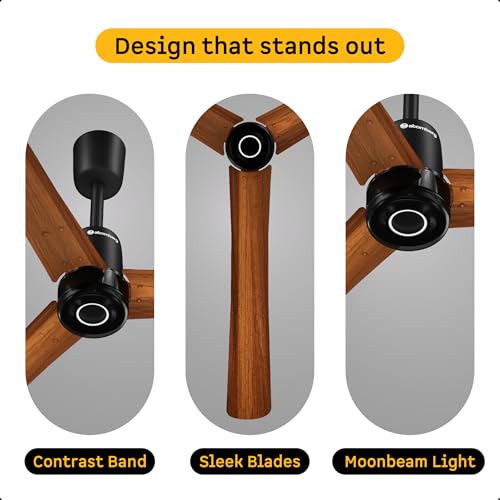 Image of atomberg Renesa Elite Smart 1400mm BLDC Ceiling Fan with IoT & Remote Control | 5 star Rated | High Air Delivery with Moonbeam LED Light | | 3 Year Warranty (Golden Oakwood)