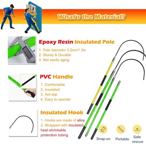 Kit de gancho aislado con varilla no conductora compatible con varios voltajes 5