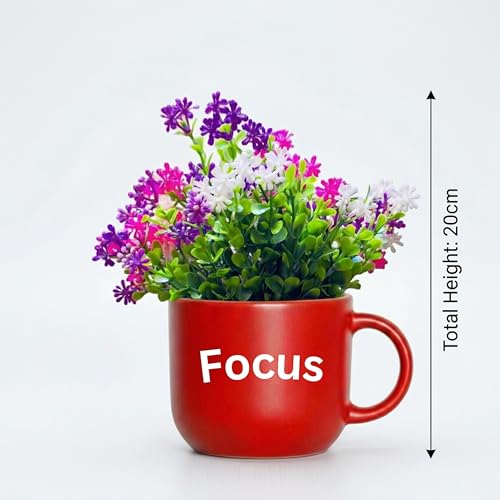Image of Dekorly Wall Hanging Mug Planters with Artificial Flowers (20CM) - Decorative Hanging Cups, Colorful Floral Wall Decor for Living Room Bedroom Balcony Office Gift Set (3, Focus Faith Forward)