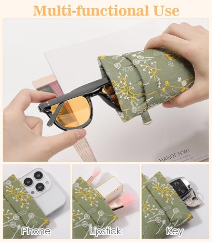 Image of MoKo Squeeze Top Glasses Pouch, Portable Leather Soft Sunglasses Case Anti-Scratch Eyeglasses Bag Goggles Sleeve