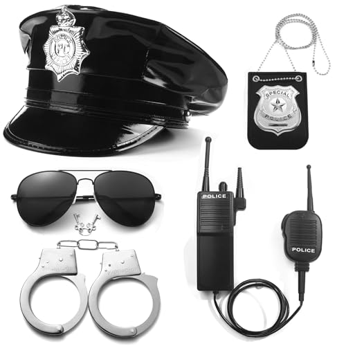 Fleursun Police Costume Accessories, Adjustable Cop Hat for Adult Woman Police Officer Theater Dress...