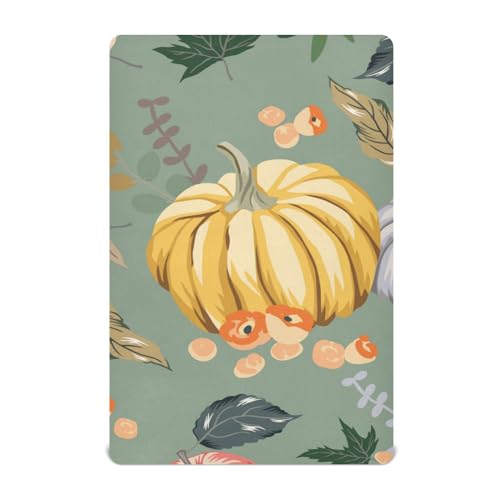 Moudou Autumn Harvest Pumpkin Playard Sheet for Boy Girls, Soft Breathable Fitted Toddler Sheet for Standard Playard Bed Mattress, 39 x 27 x 5 Inch
