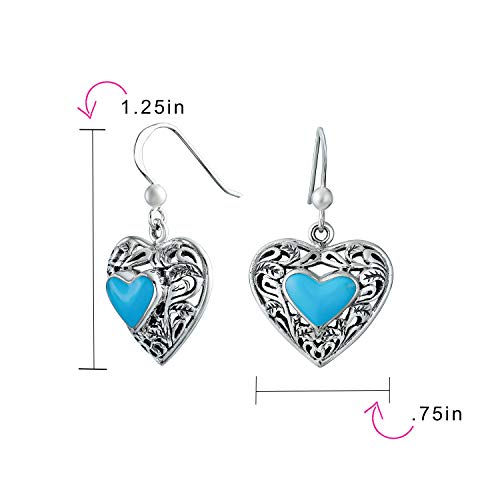 Boucles d'oreilles filigrane argent .925 et turquoise de qualité