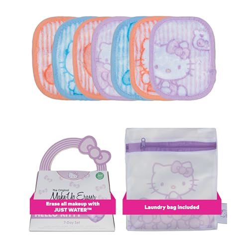 The Original Makeup Eraser 7-Day Set, Erase All Makeup With Just Water, Including Waterproof Mascara, Eyeliner, Foundation, Lipstick, Sunscreen, and More! Hello Kitty Pastel, 7 ct.