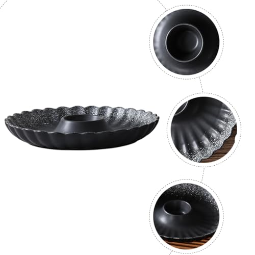 Plato de cerámica redondo para sushi y sushi dip miniatura 3