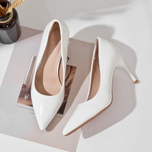 Image of Women's Low Kitten Heel Pumps Classic Fashion Dress Pumps Simple Heeled Shoes for Office Work