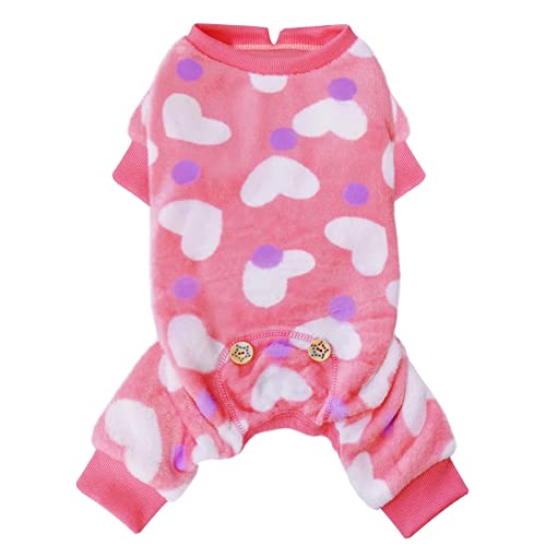 KYEESE-Valentines-Day-Dog-Pajamas-Heart-Pattern-Dog-Sweater-Soft-Material-Stretchable-Dog-Pajama-Onesie-Pet-Pjs-Soft-Velvet-Dog-Clothes-for-Small-Dogs