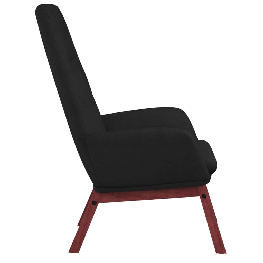 Poltrona relax in tessuto, per soggiorno, comoda poltrona imbottita, con telaio in metallo e gambe in legno di caucciù, moderna, nera