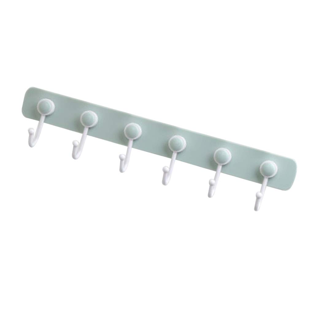 WOVEBIUS Self Adhesive Hook Rail Wall Mounted Coat Rack Organizer Holder Hanger Green,40x9cm