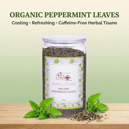 Image of The Indian Chai - Organic Peppermint Tea 100g | Caffeine-Free Herbal Aromatic Mint Infusion | Refreshing Mint Burst for Night Time Relaxation