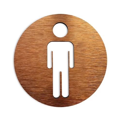 Cartel Aseos Letreros personalizados for baño de todos los géneros, letrero for puerta de inodoro, placas de baño, tablero de aluminio compuesto for WC, dorado y plateado Cartel BañO(Men,10x10cm)