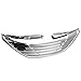 Grille Compatible With 2011-2014 Hyundai Sonata, Horizontal Style ABS Unpainted Chrome Front Upper Grill Guard Aftermarket Replacement Assembly by IKON MOTORSPORTS, 2012 2013