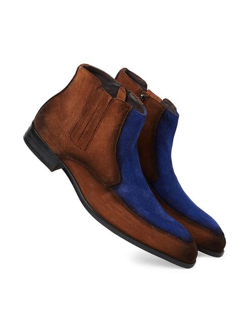 Midnight Brown and Blue Chelsea Boots for Men | Premium Leather Slip On Ankle Boots | Stylish Formal and Casual Footwear for Comfort and Durability-image-1