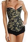 Deeyomi Sexy Women Camouflage Corset Top Waist Trainer Overbust Lingerie Corset Slimming Body Shaper L