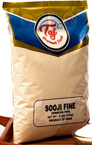TAJ Premium Indian Sooji Fine Flour, Farina Suji Rava, 4-Pounds