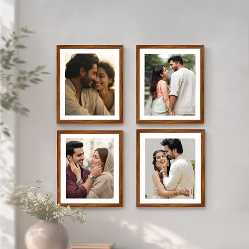 Image of Art Street Premium Photo Frame for living room, Classic Aesthetic Design Photo Frames for Photograph, Art Work, Kids Room Set of 4 (8x10 Inch, Brown)