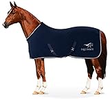 Elegantes Einfassband Equinate Abschwitzdecke Arizona aus Polarfleece mit Widerristpolster und Kreuzbegurtung 155cm Navy