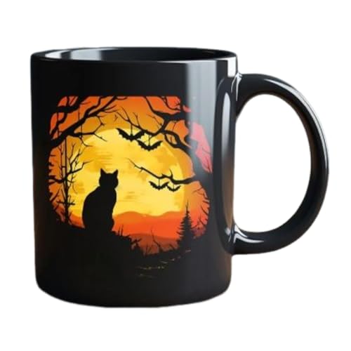 Taza de gato cerámica espeluznante con acabado resistente para hogar 2