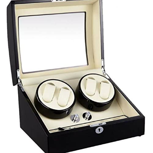 Medetai Luxury Automatic Watch Winder Display Box Case 4+6 Storage Leather with 5 Mode Safety Lock & Key (Black & White) (B0C1JTN86P) Amazon Price History, Amazon Price Tracker