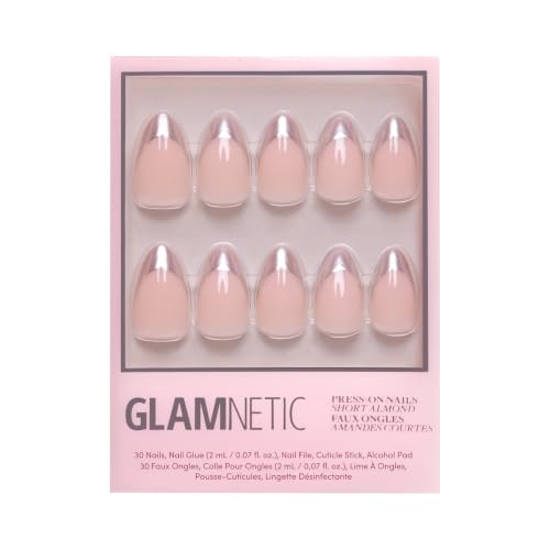 Glamnetic Press On Nails - Short Almond, Metallic Fake Nails 30 Pc Full Kit