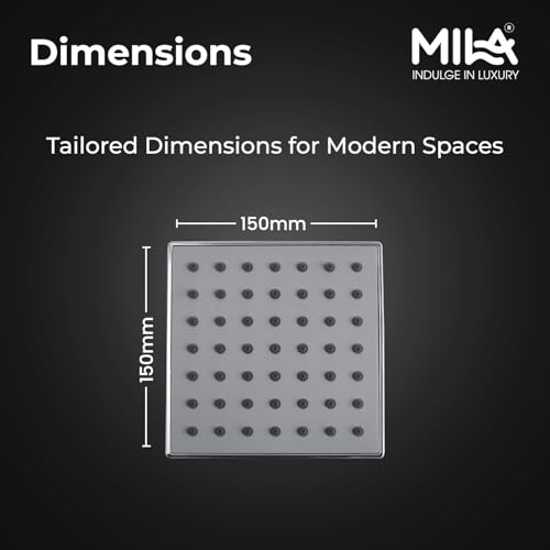 Image of Mila Floro Rain Shower| Chrome Finish Square Overhead Shower | 150 * 150mm Ceiling Mounted | ABS Body| Single Function Rainfall Shower for Broad Coverage & Water Efficiency| (Without Arm)