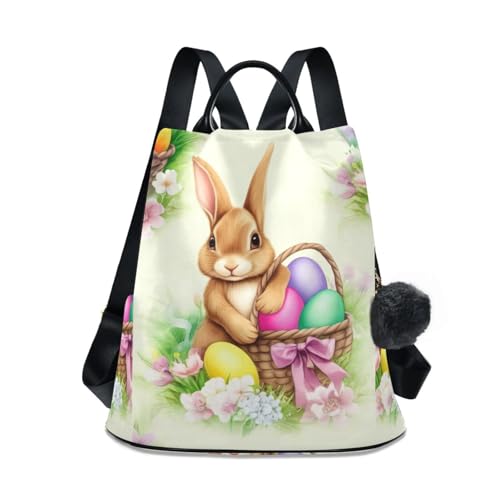 Sac à dos pour femme avec fermeture éclair et motif lapins de Pâques pour le quotidien