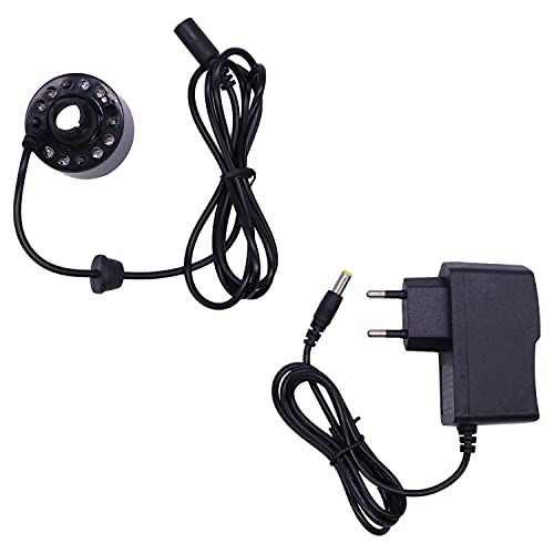 Allin Exporters Ultrasonic Mist Maker Water Fogger Fog Atomizer Machine with 12 Colorful LED Lights for Humidifier Diffuser Fountain Pond Fishtank Vase, Black, standard (INCU-HUM-01)