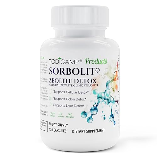 TODICAMP Zeolite Detox for Adults Sorbolit - Zeolite Capsules Binder Detox Cleanse - Zeolite Clinoptilolite for Deep Full Body Detox, Gut Cleanse, Cellular and Liver Detox