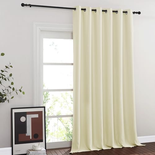 NICETOWN Room Divider Curtain 132 Inches Long, Wide Blackout Sliding Door Curtain for Bedroom, Room Darkening Privacy Window Cover for Patio Door (1 Panel Set, Beige, 80 x 132 Inch)