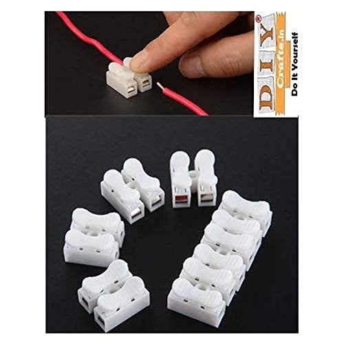 Image of Diy Crafts 10235 6950 Spring Wire Connector Splice Cable Clamp Terminal 2 Way Led Strip, 10 X 30 X 15 Cm, Multicolor, 10 Piece