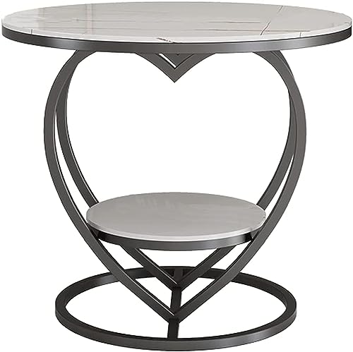 Image of Coffee Table for Living Room,Modern Corner Sofa Side Bedside Tables Snack End Table for Bedroom,White Table Top with Gold Metal Frame (Black White)