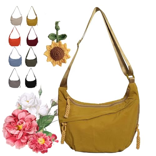 Quantifyn Crossbody Bag,Naturaltly Women's Fashion Plain Color Nylon Crossbody Hobo Bag,Quantifyn Nylon Crossbody Hobo Bag