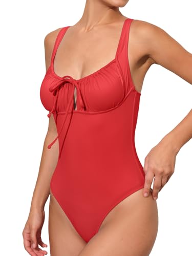 Image of BERLOOK Womens One Piece Swimsuits Floral Push Up Bathing Suit Sexy Tie Slimming Swimsuits for Women Swimwear