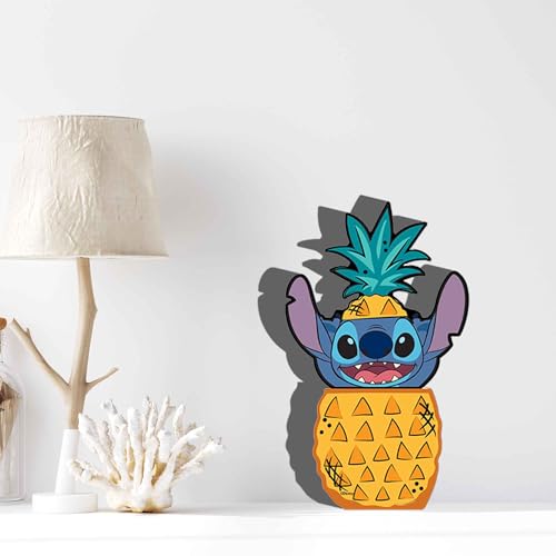 Image of Disney Lilo and Stitch Pineapple Shelf Sitter Decor | Fun Stitch Wood Block Tabletop Decoration for Home or Office