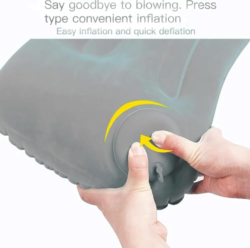 Image of Travel Inflatable Air Pillow, Ultralight Press-to-Inflate Neck Pillow with Ergonomic Head & Lumbar Support, Compact Camping Pillow for Backpacking, Airplane, Car & Home