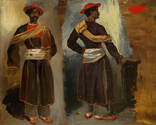Tableau Delacroix Deux études d'un Indien debout Calcutta toile 60x90cm