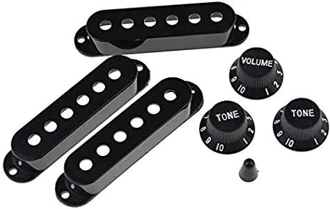 Miniatura 1 de Swhmc Kit de fundas de pastillas de guitarra de bobina única para guitarra eléctrica, con 2 tonos, 1 pomo de volumen (negro, 3 piezas)
