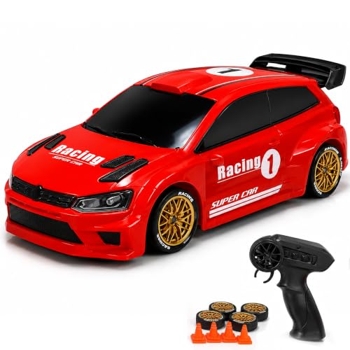 Image of Red Remote Control Car Toy | Volks Wagin | Rechargeable Remote Control Car | 2.4G Remote Control | Tire Replacement | High Speed Motor | 100m Range | LED Light | Birthday Gift for Kids