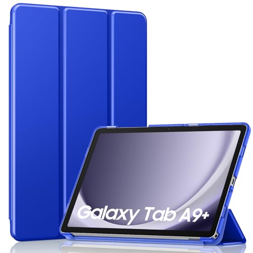 Image of MoKo Trifold Case for Galaxy Tab A9 Plus /A9+ 11 Inch 2023, Klein Blue | Slim Stand Hard PC Translucent Back Shell Smart Cover, Auto Sleep /Wake, Light, Anti-scratch, 2 Adjustable Angle