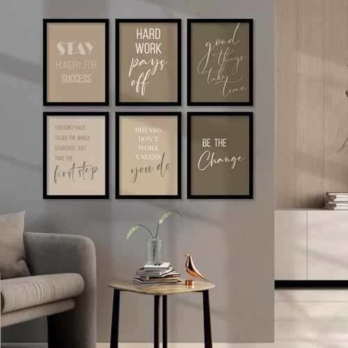 Image of kotart Engineered Wood - Quotes Frames for Wall Decor - Motivational Rectangular Photo Frame for Wall Decoration - Quotes Wall Poster with Frame for Room and Office - Set of 6 Black (Art 10, 19x25)