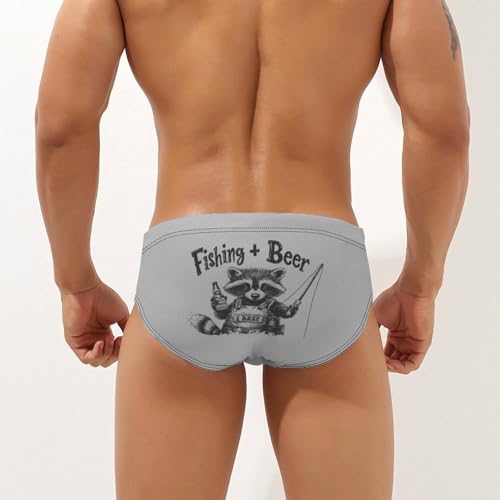 Fishing Beer Raccoon Mens Swim Briefs Quick Dry Triangle Trunks Swimsuit Swimming Bikini Swimwear2