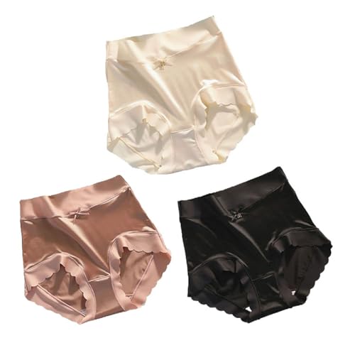GUOGAOzz Braguitas de Seda Helada, Ropa Interior de satén sin Costuras de Primera Calidad, Ropa Interior cómoda de Seda Helada para Mujer (3Pcs B,m)