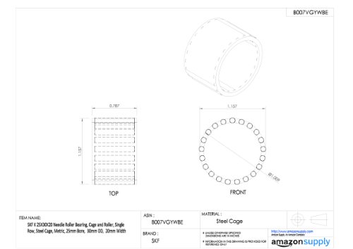 image for SKF K 20X26X13 Needle Roller Bearing, Cage and Roller, Single Row, Ste